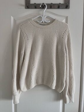 H&M Cream Ribbed Crewneck Sweater